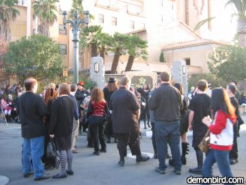 The Bats Check-In in front of the Tower of Terror